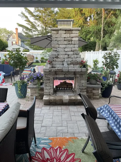 Customer pic two sided fireplace patio.