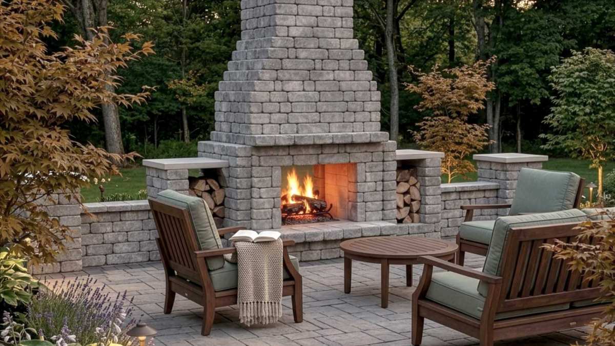 Bremley see-through outdoor fireplace