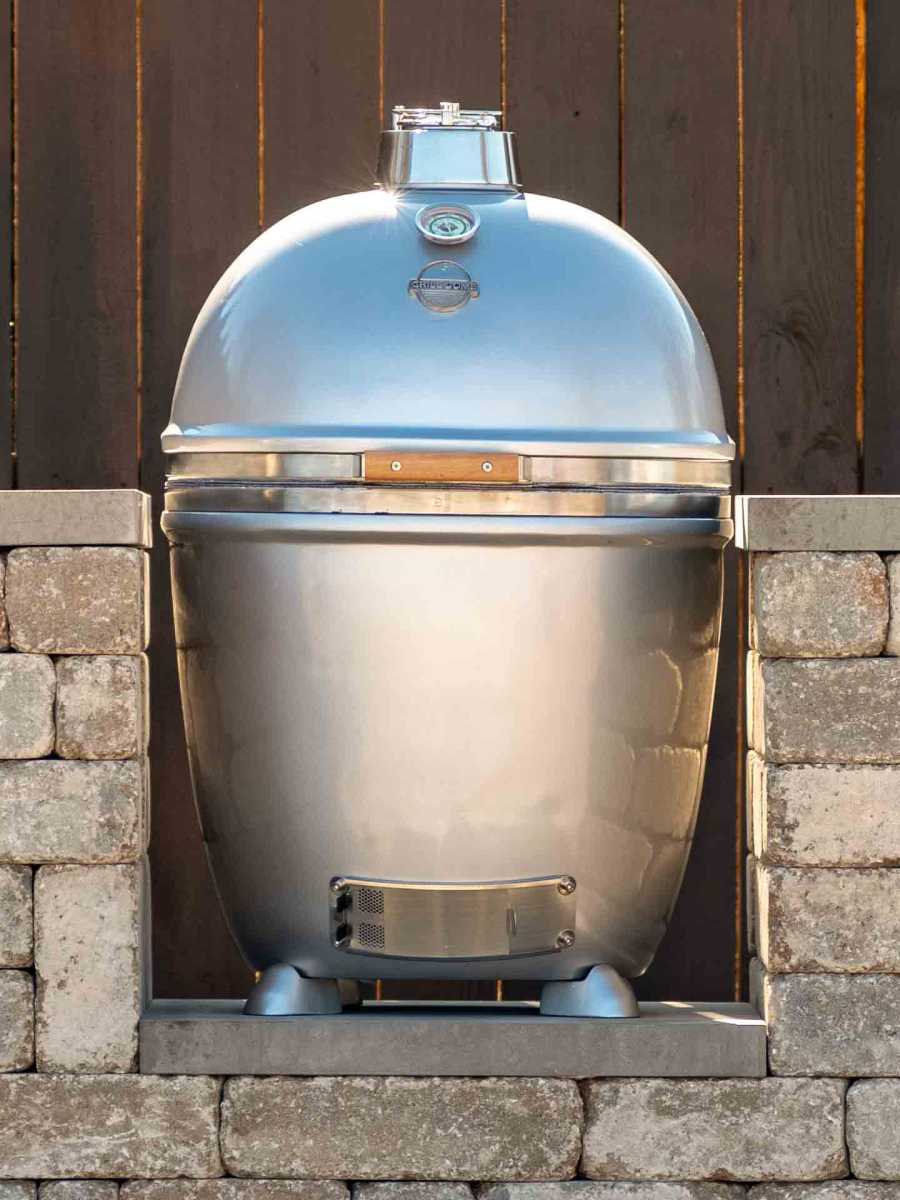 Amazing Stone Grill Island with Builtin Grill and Kamado