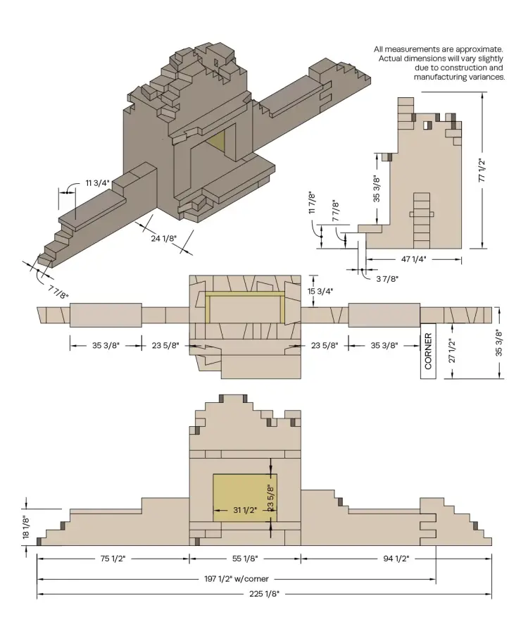 Fireplace Ruins Dimensions Imperial