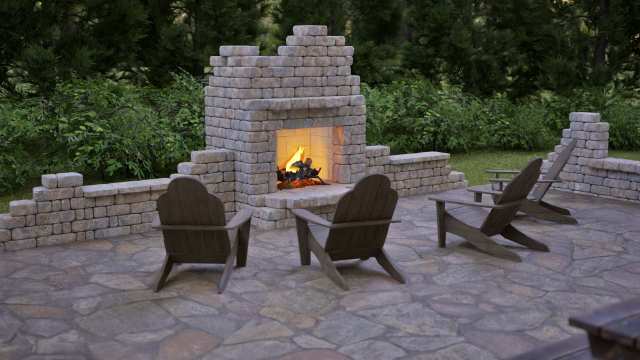 Faux garden ruin fireplace.