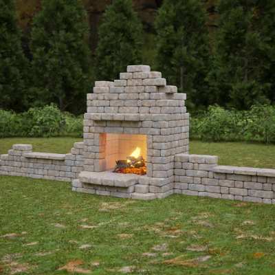 Garden Ruins Fireplace Wall