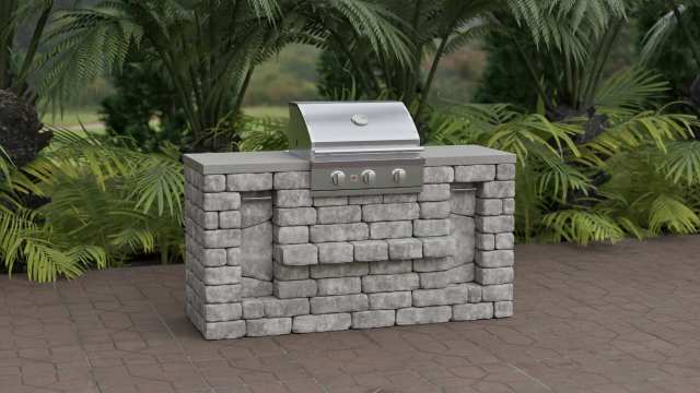 Small outdoor gas grill island kit.