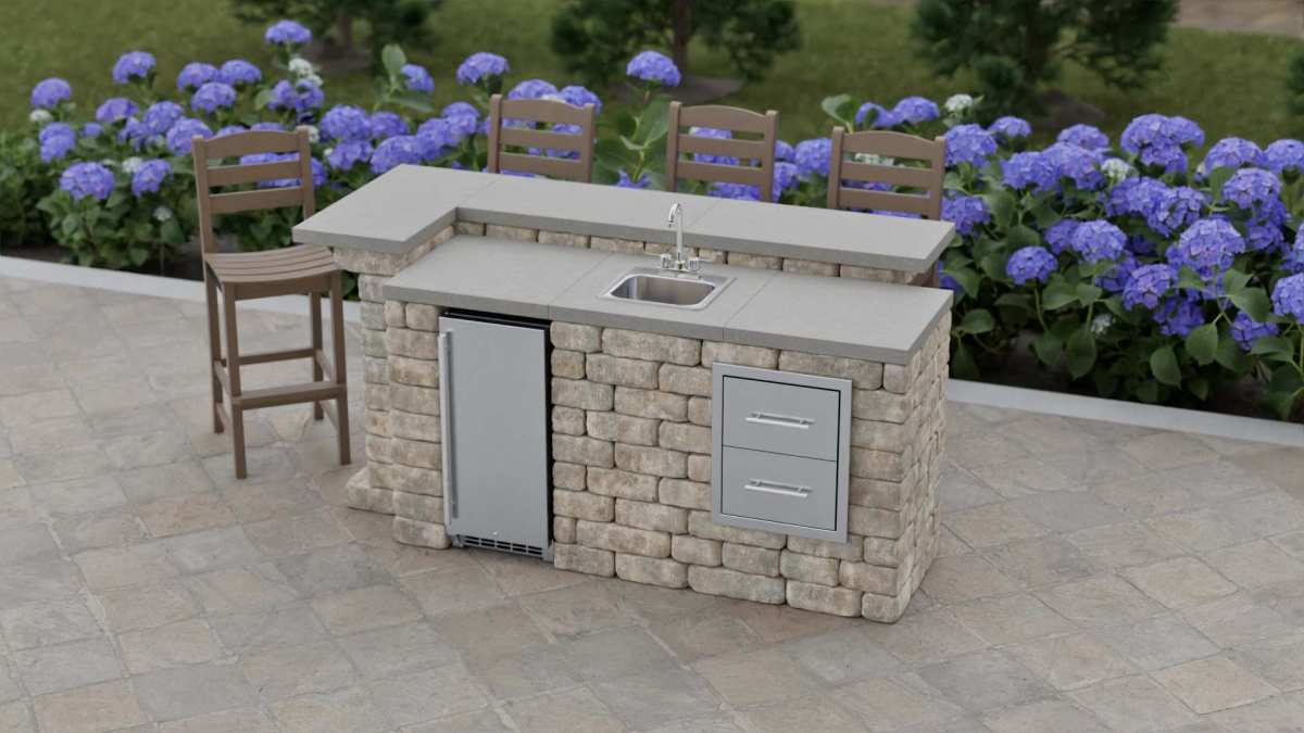 Unity L Outdoor Kitchen Module Overhead View