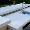 Unity L outdoor L-shaped corner bar countertop detail.
