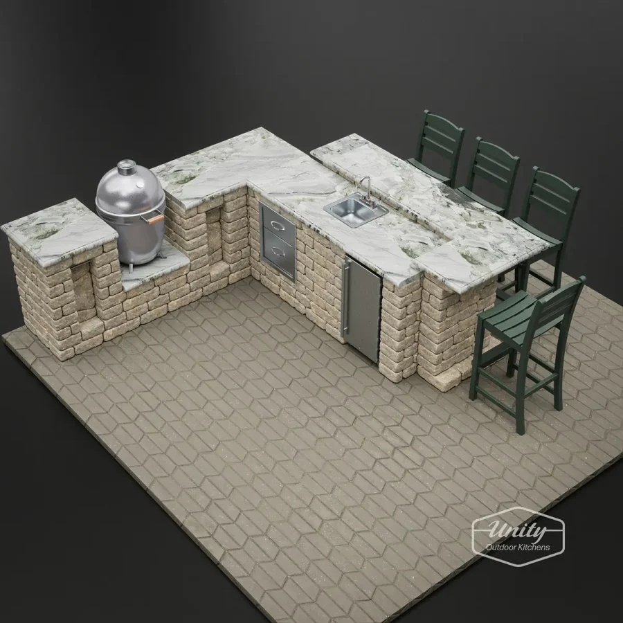 Custom designer Modular Outdoor Kitchen Plan with extra space