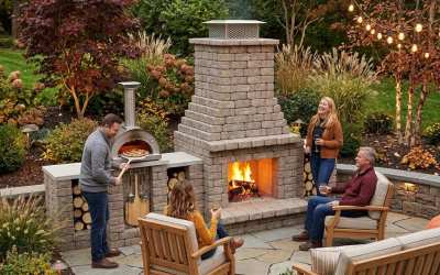Pizzaplace fireplace with connected pizza oven