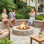 Strathmore Deep Curved Fire Pit Seat Wall