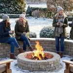 Summerton Large Curved Seat Wall with Fire Pit