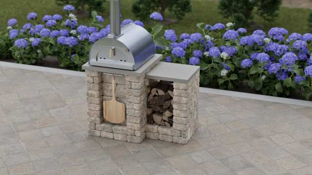 Solid Masonry pizza oven grill Island Outdoor Kitchen addition.