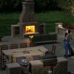 Complete backyard oasis built from cornerstone outdoor living kits.