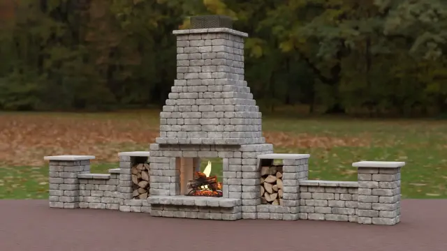 Bremley two-sided outdoor fireplace kit