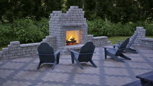 Architectural ruins of a fireplace garden volley kit.