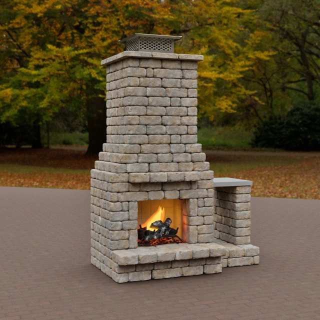 Ashford Small Fireplace with single wood storage box left