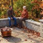 Corner seat wall in the fall