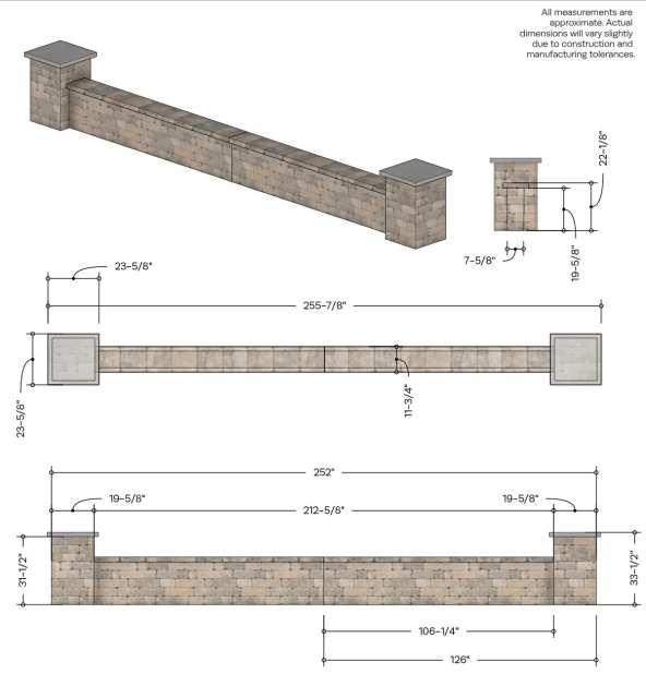 Grangefield 18' Seat Wall (straight) Dimension- Imperial